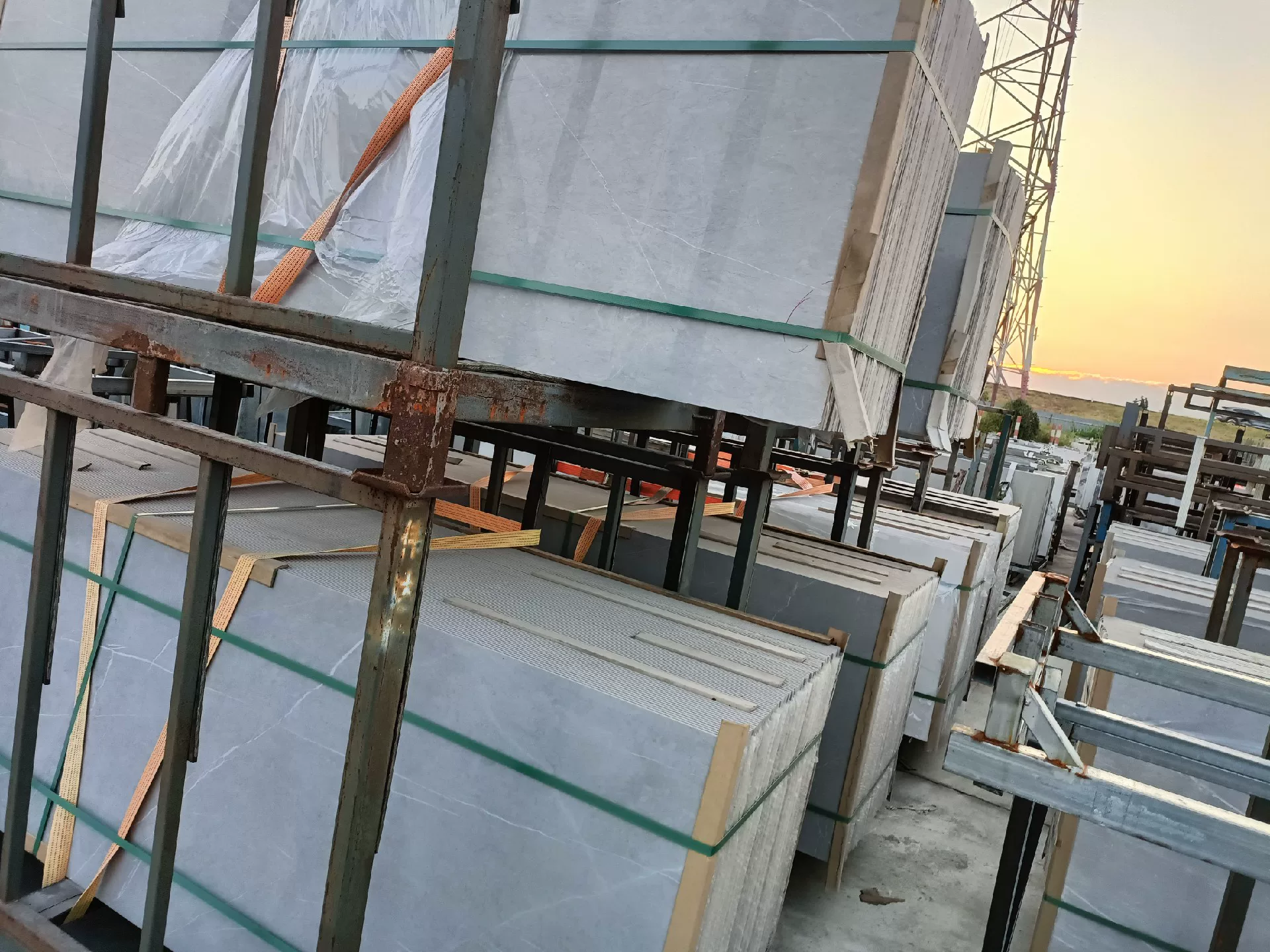 Sintered stone slab packaging or label