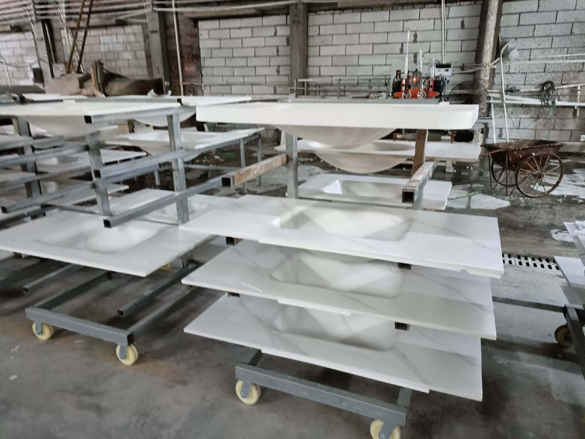 Sintered stone sink basin top view