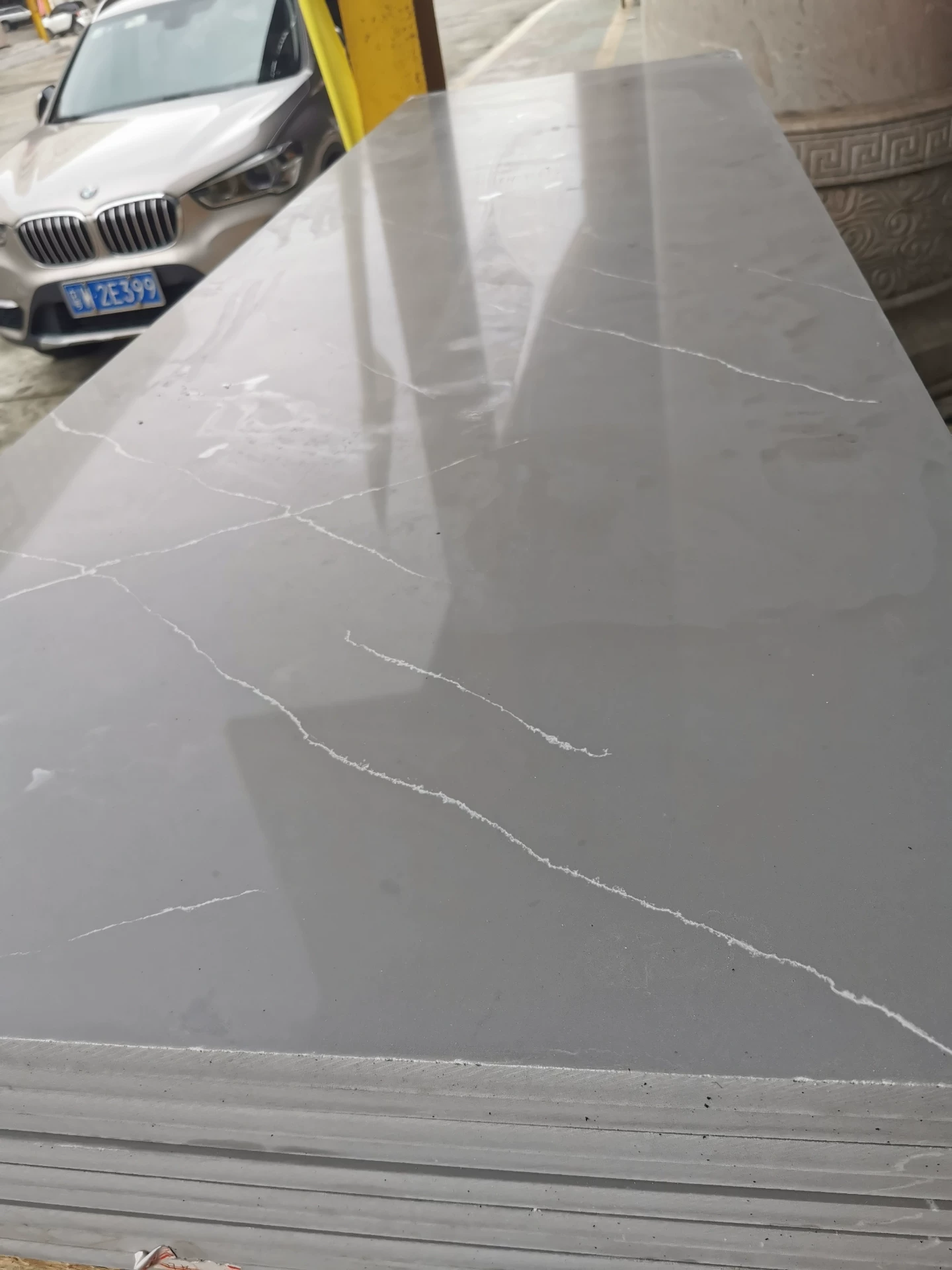 Quartz stone slab edge or sample
