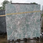 Sintered stone slab sample, marble-look pattern