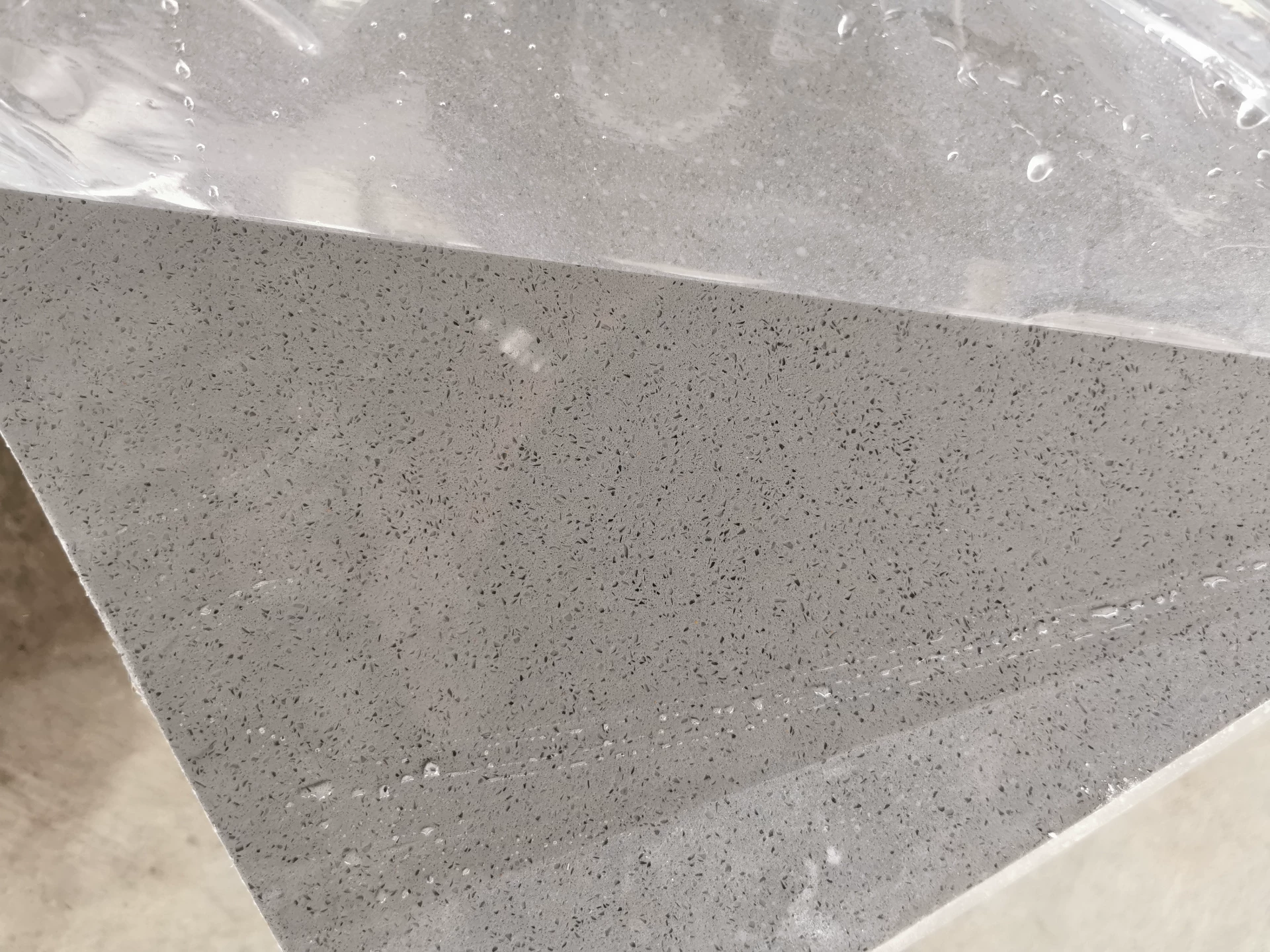 Quartz stone slab factory or warehouse context