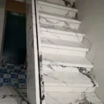 Marble-look porcelain stair tread panel stock
