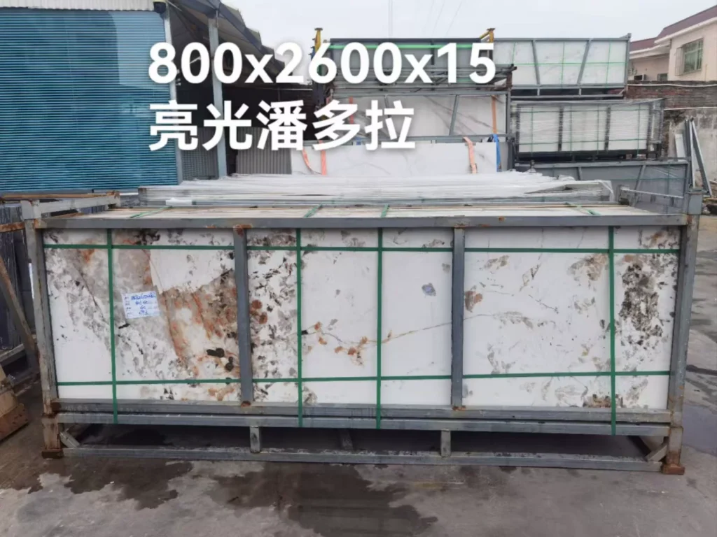 Pure white sintered stone slab, fine matte or glossy finish, 800x2600x15mm