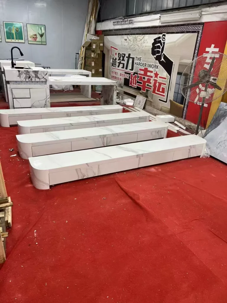 Sintered stone TV console unit - front view