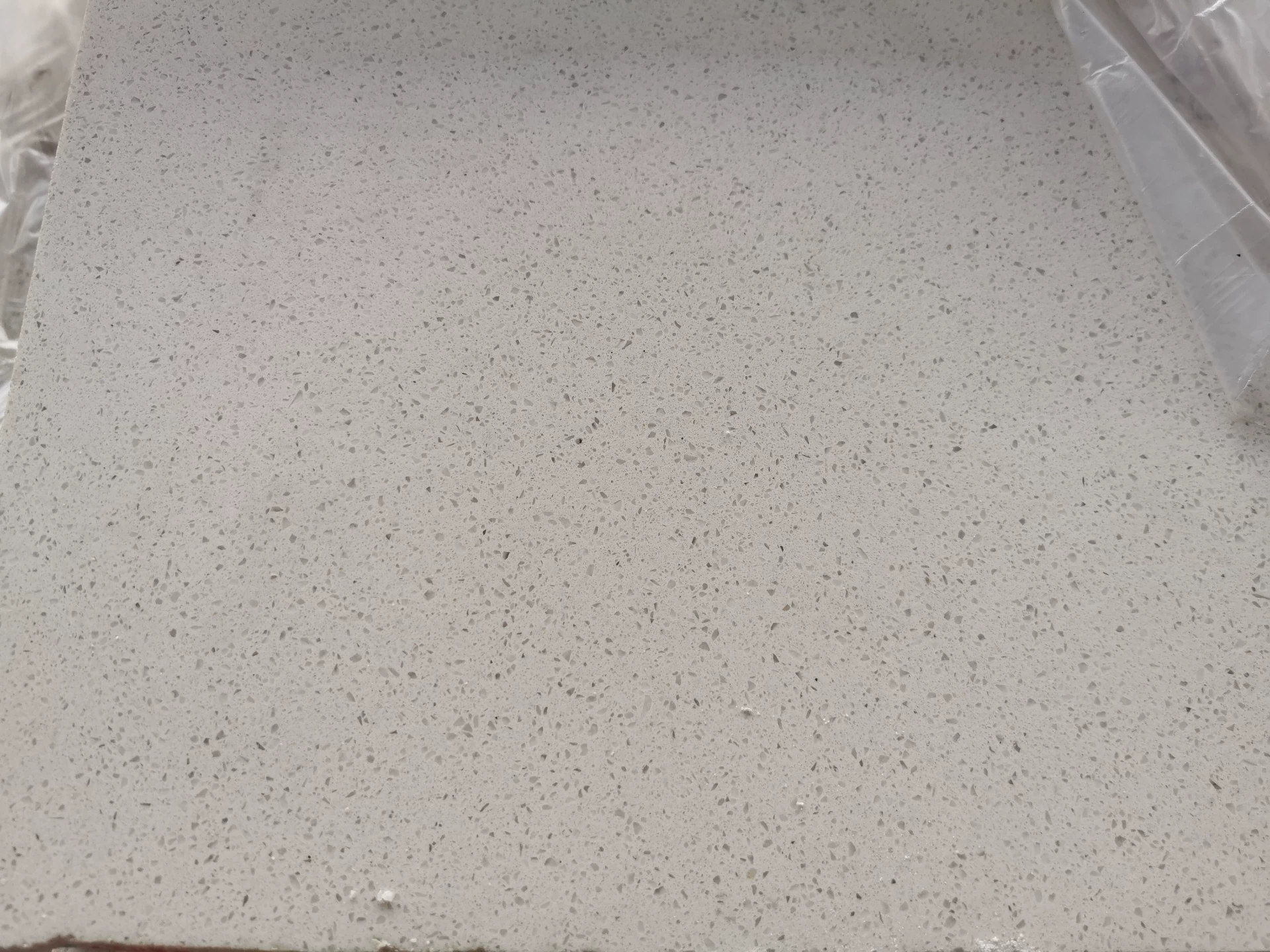 Quartz stone slab white granite pattern detail