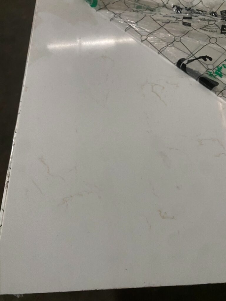 Quartz stone slab yellow pattern stock lot