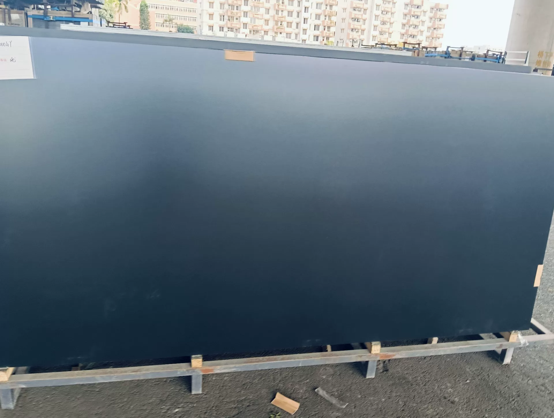Black sintered stone slab, solid color