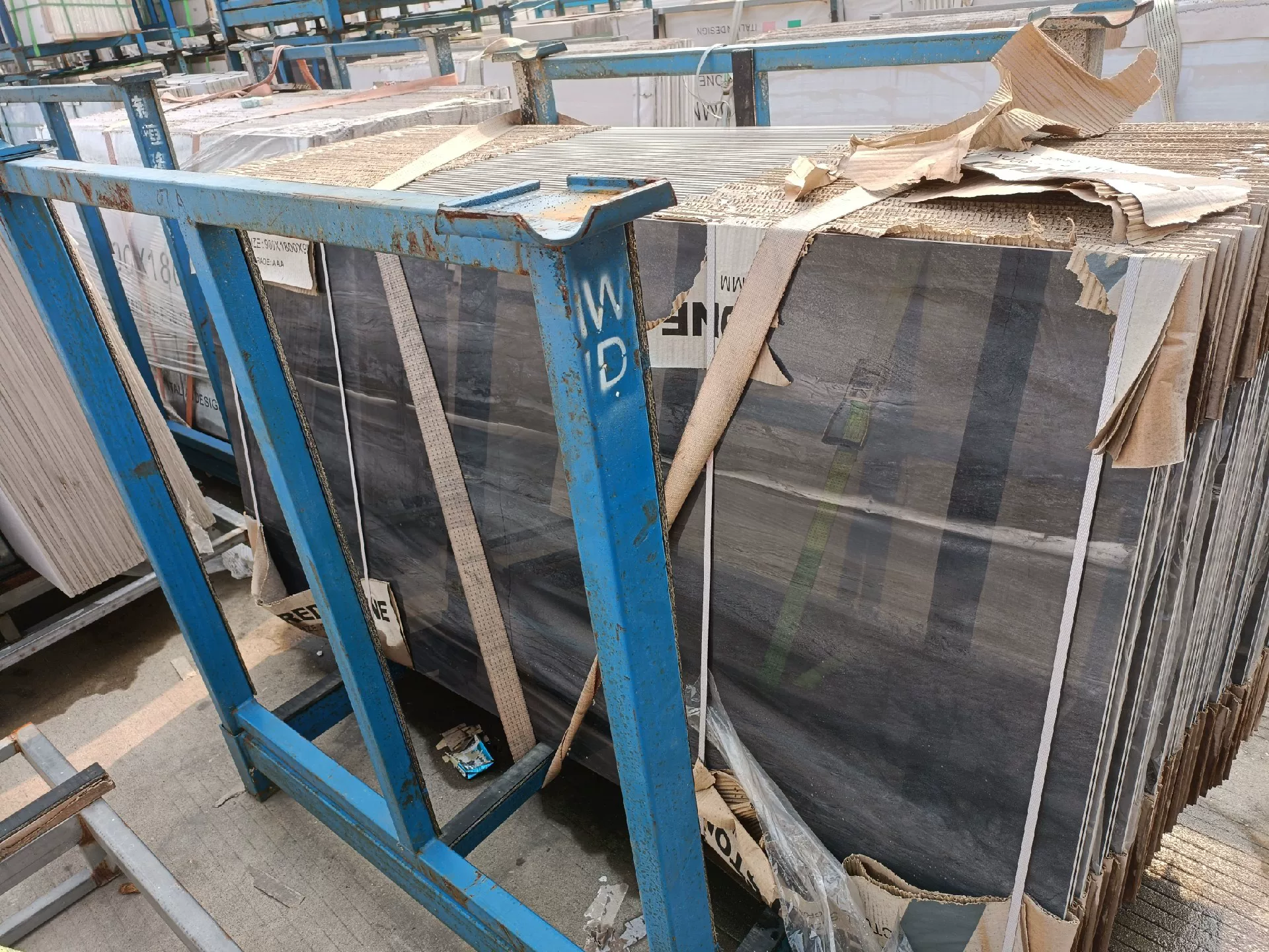 Sintered stone slab stock view