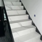 Marble-look porcelain stair tread panel stock