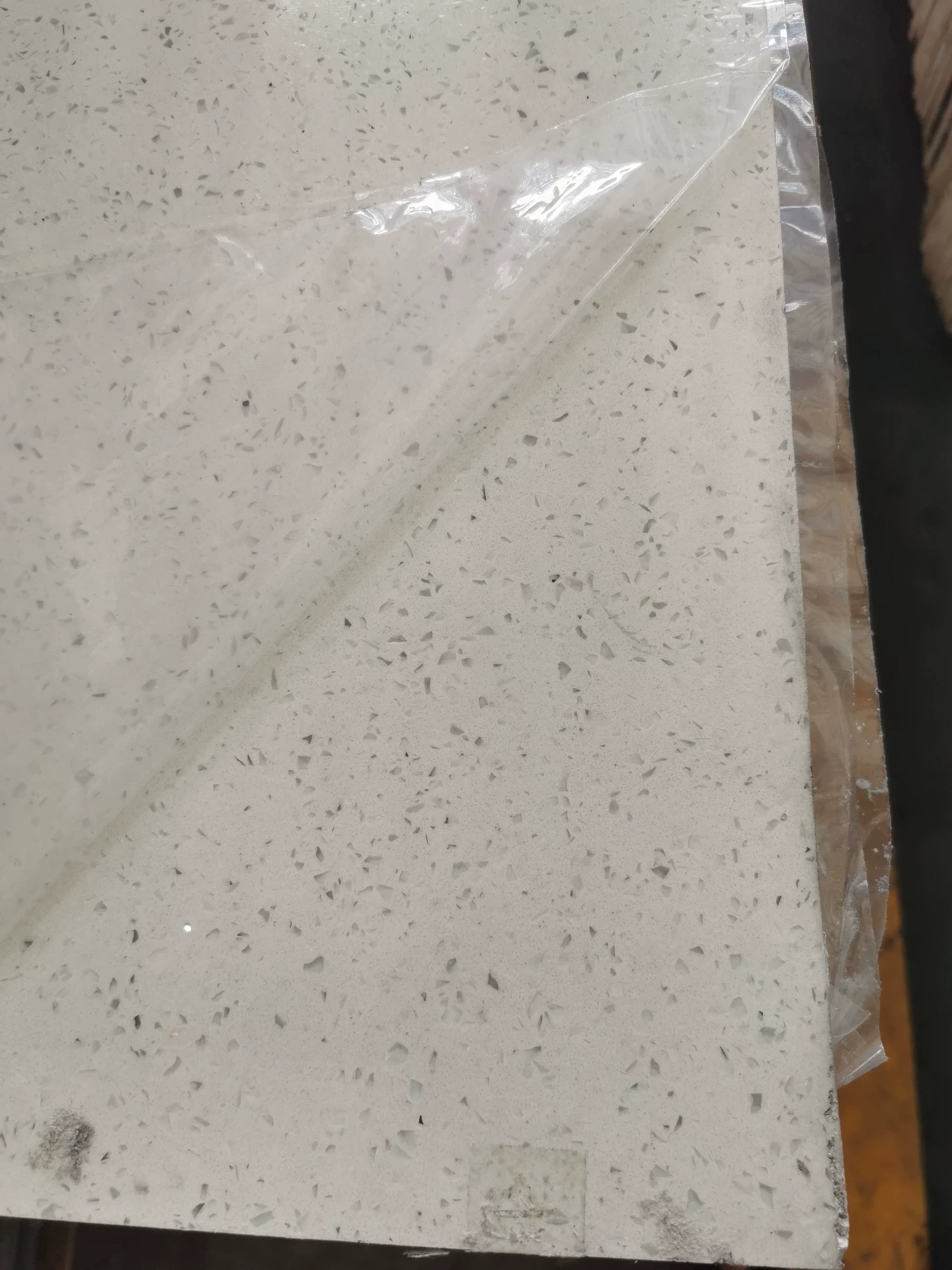 Quartz stone slab packaging or warehouse view
