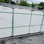 Sintered stone slab, side or detail view