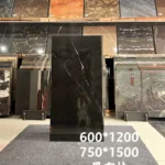 Black marble-look porcelain tile sample 4