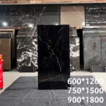 Black marble-look porcelain tile sample 7