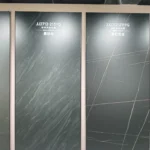 Sintered stone slab sample - black gray series