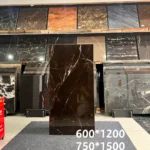 Black marble-look porcelain tile sample 3
