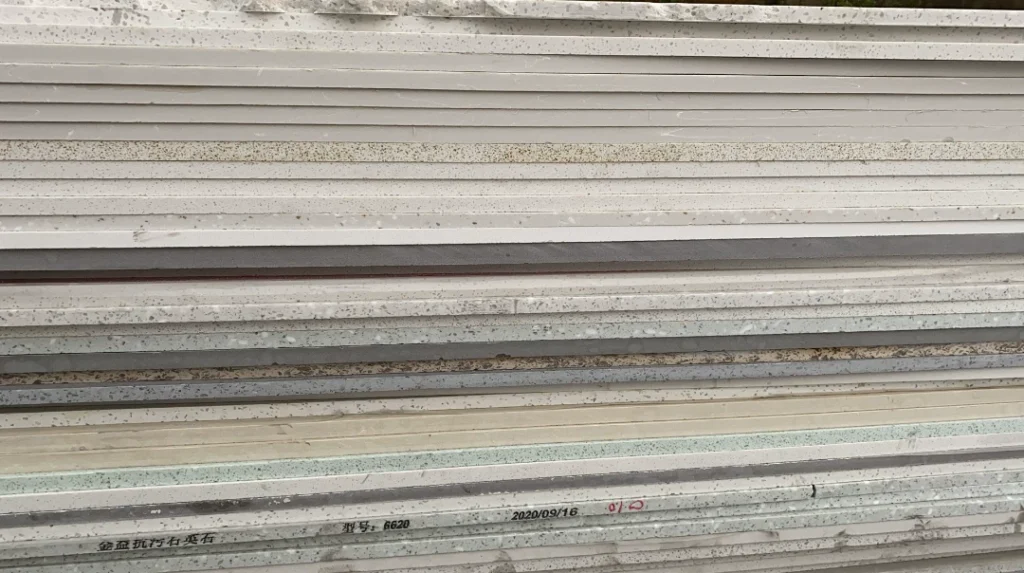 Quartz stone slab stock lot view 1