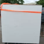 Sintered stone slab sample, marble-look pattern