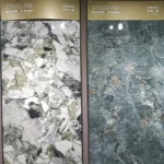 Sintered stone slab sample - black color variation