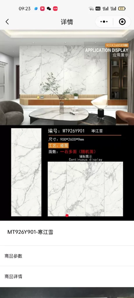 Sintered stone slab Cold River Snow pattern 900x2600mm
