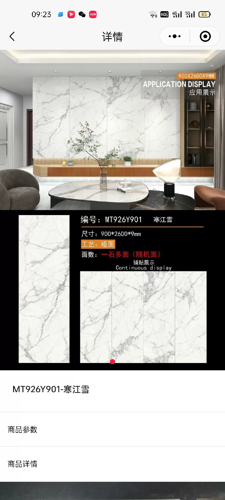 Sintered stone slab Cold River Snow pattern 900x2600mm