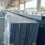 Black sintered stone slab, surface detail