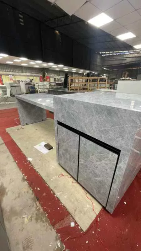 Sintered stone kitchen island unit brand label
