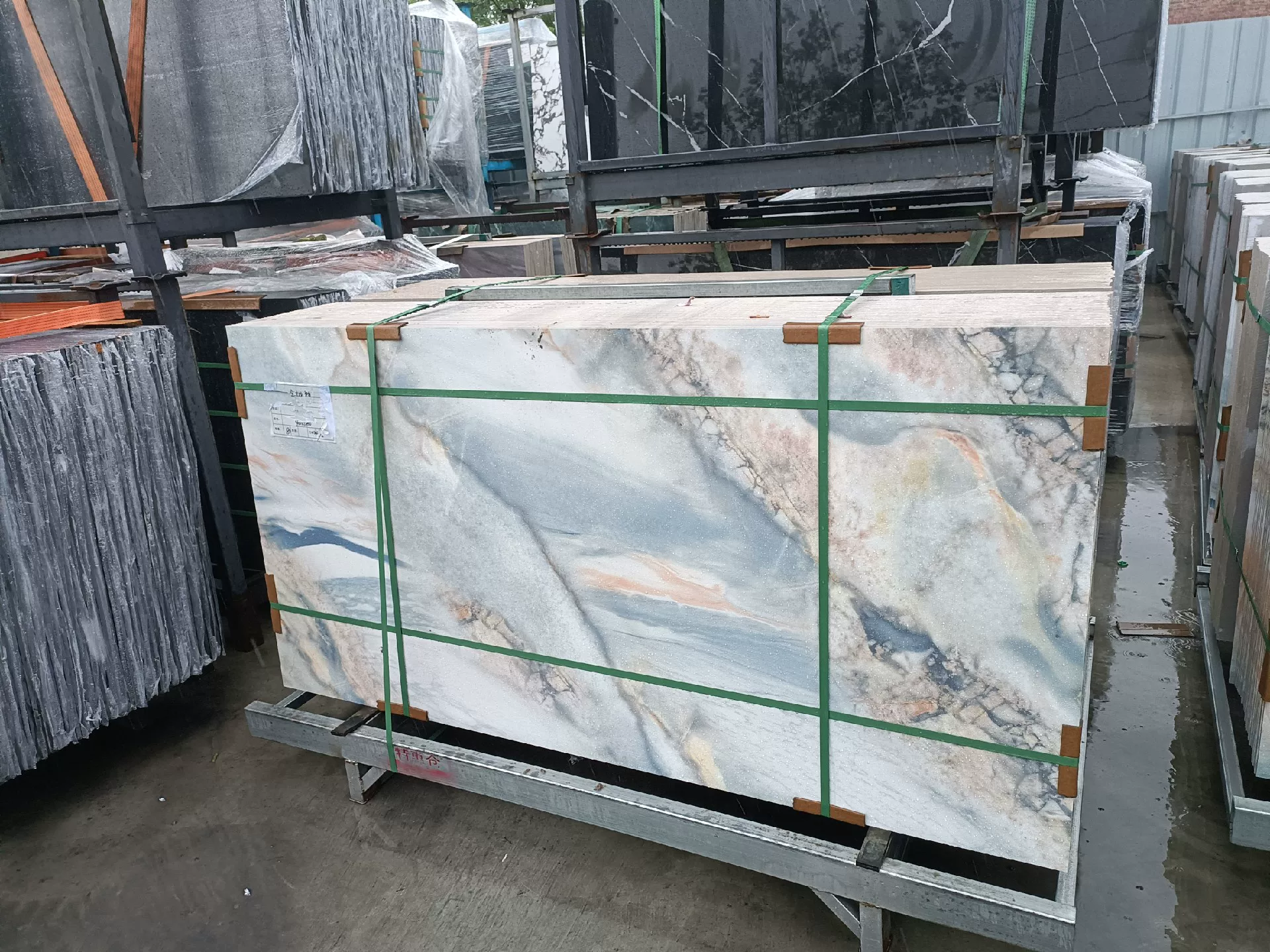 Sintered stone slab warehouse view