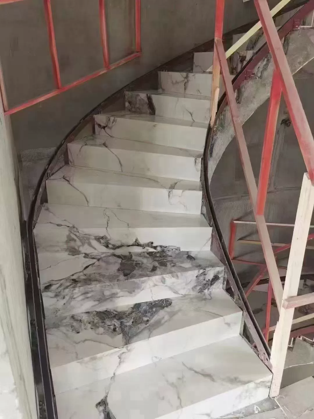 Marble-look porcelain stair tread panel stock