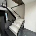 Marble-look porcelain stair tread panel stock