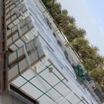 White sintered stone slab surface texture