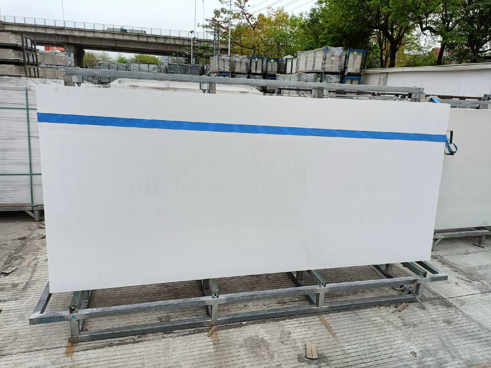 White matte slab surface detail