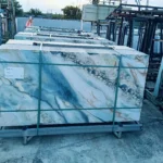 Sintered stone slab edge view