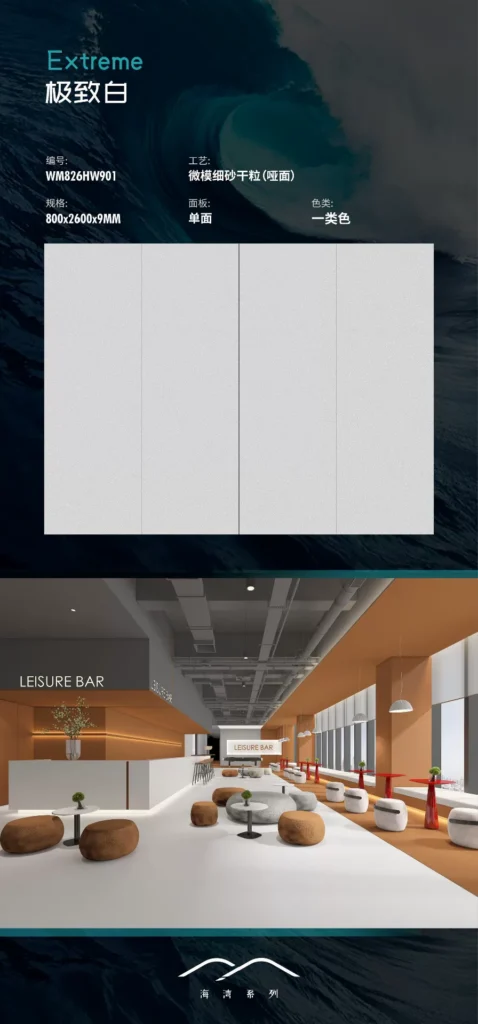 Matte sintered stone slab 800x2600mm