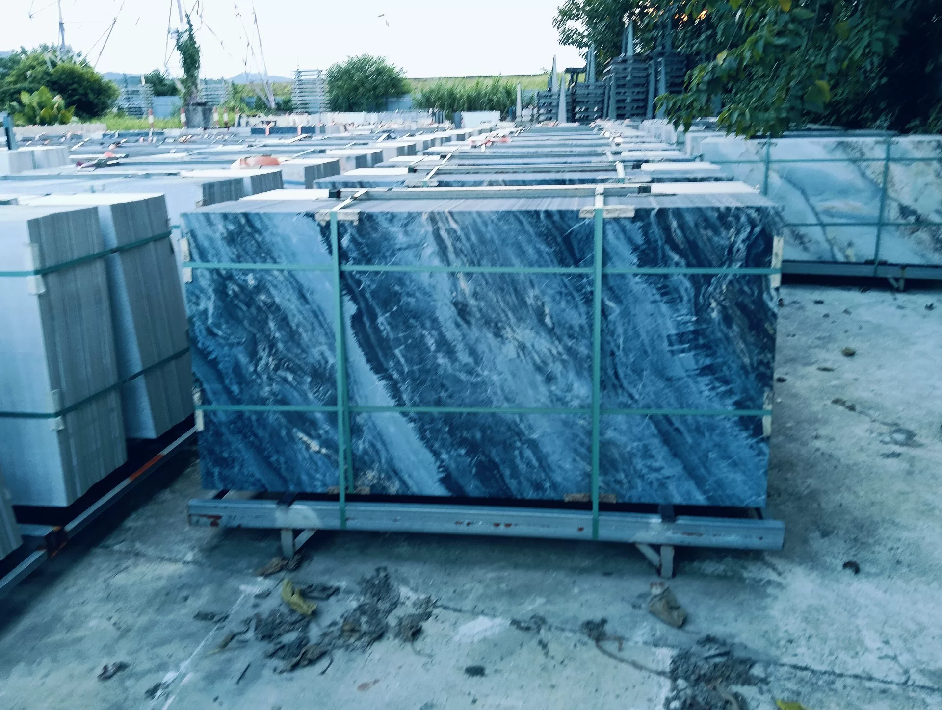 Sintered stone slab stock view