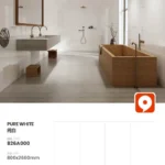 Glossy white sintered stone slab 800x2600mm