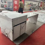 Sintered stone kitchen island unit front view