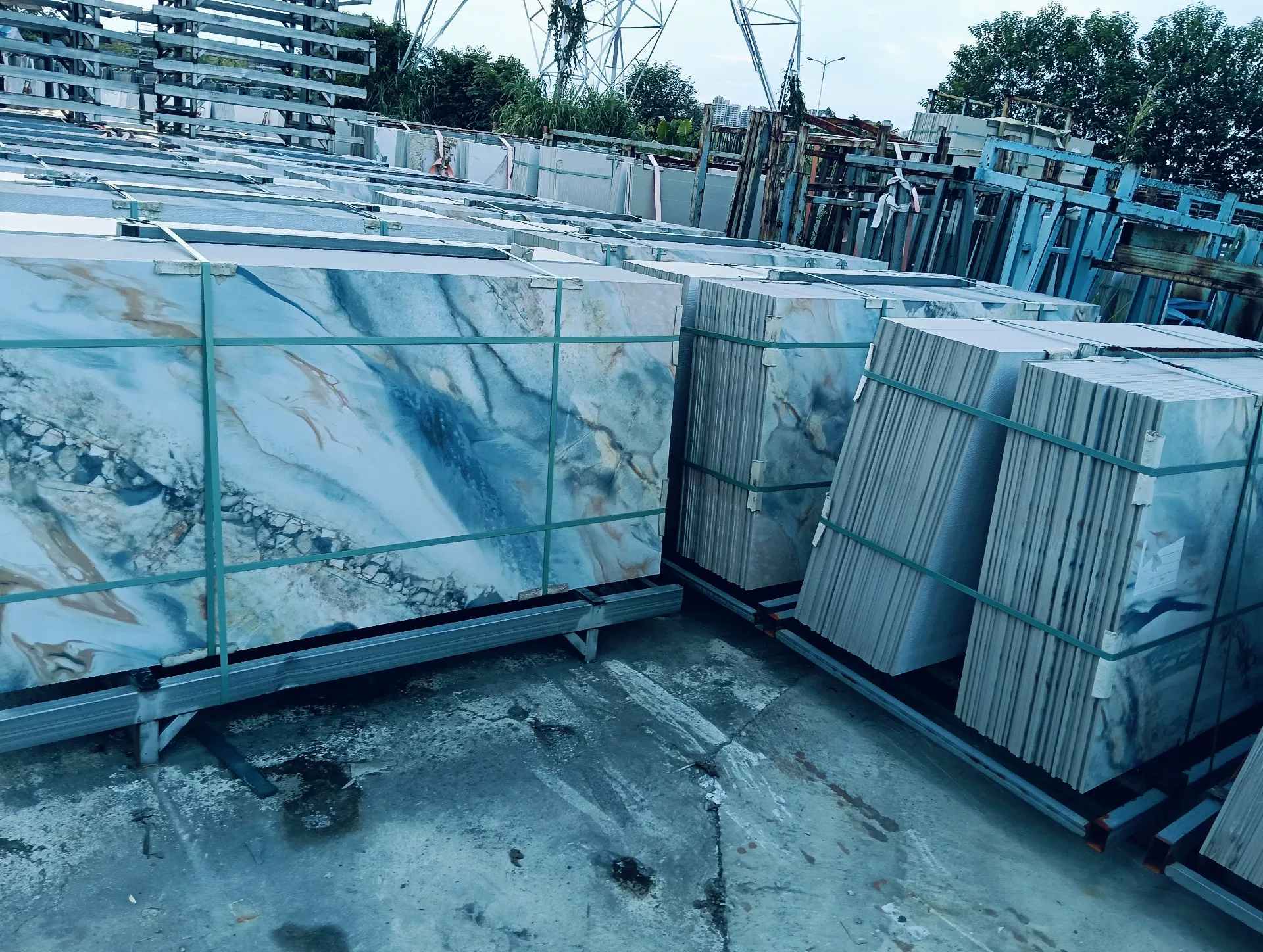 900x1800mm blue-white gradient sintered stone slab
