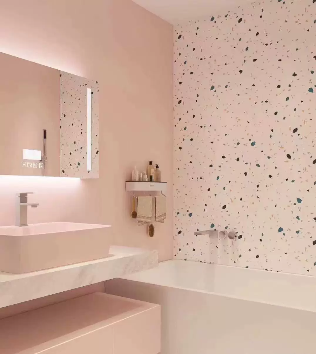 Rouge Powder sintered stone tile matte pink