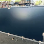 Black sintered stone slab, edge view