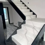 Marble-look porcelain stair tread panel stock