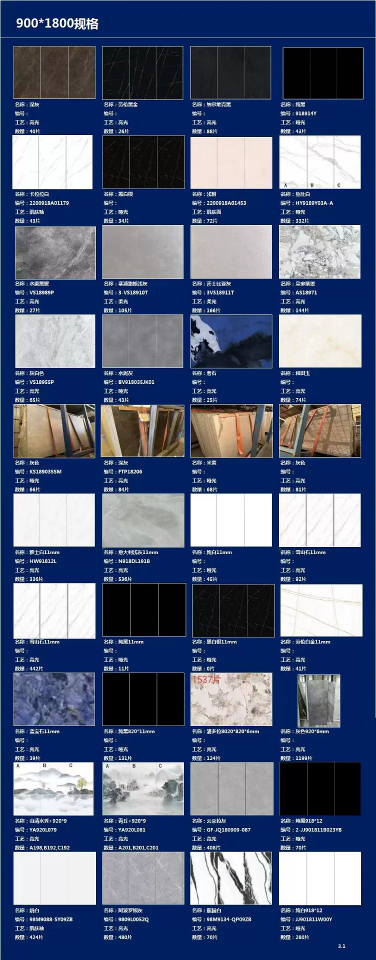Warehouse or storage context of slabs