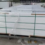 White sintered stone slab edge detail