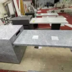 Sintered stone kitchen island unit in context