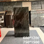 Black marble-look porcelain tile sample 2