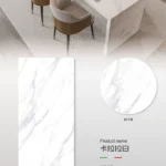 White sintered stone slab, fine matte or glossy finish