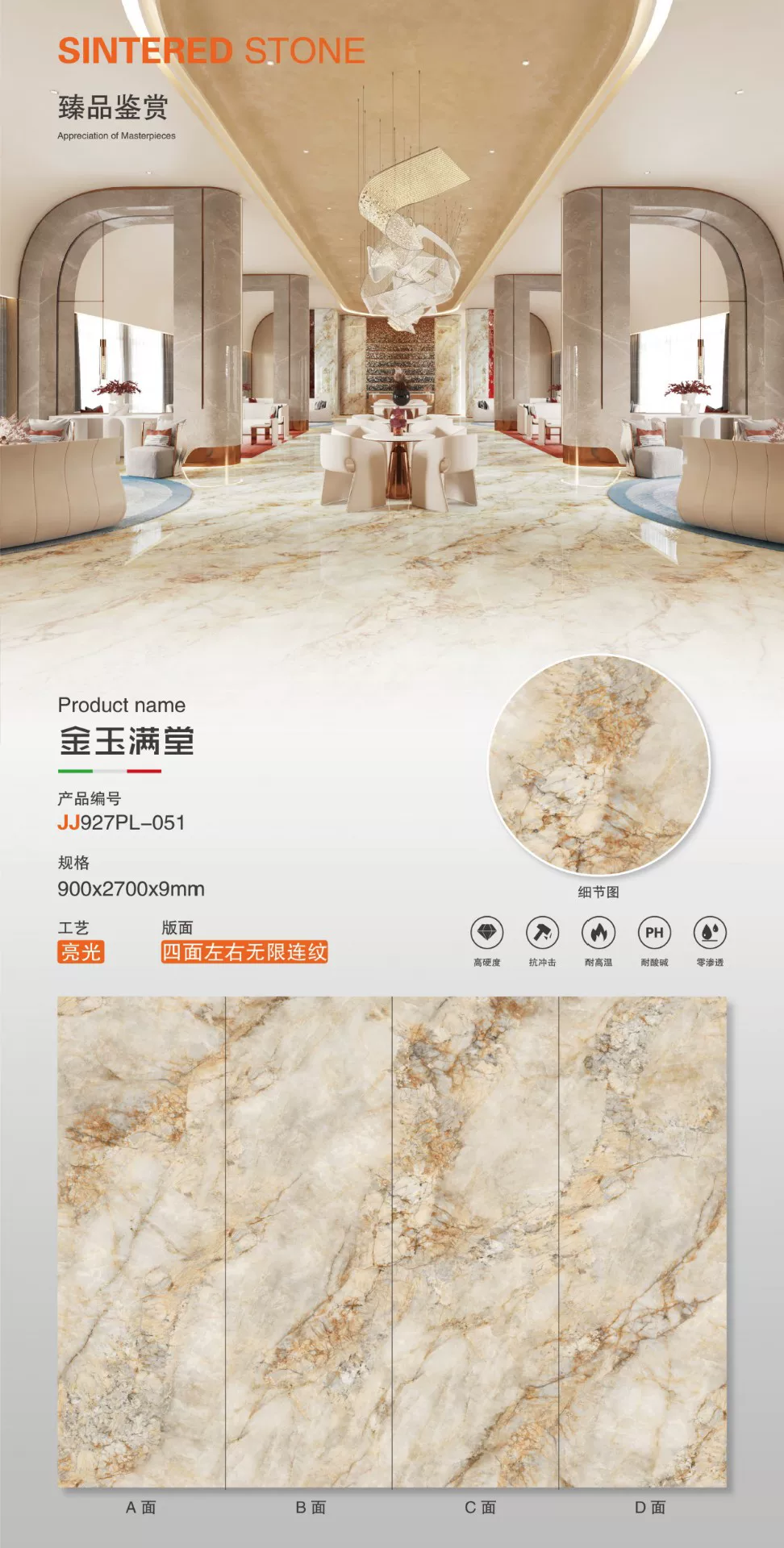 Sintered stone slab size reference