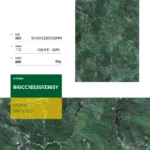 Glossy sintered stone slab - green stone look pattern