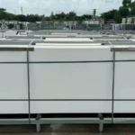 White glossy slab stock lot view