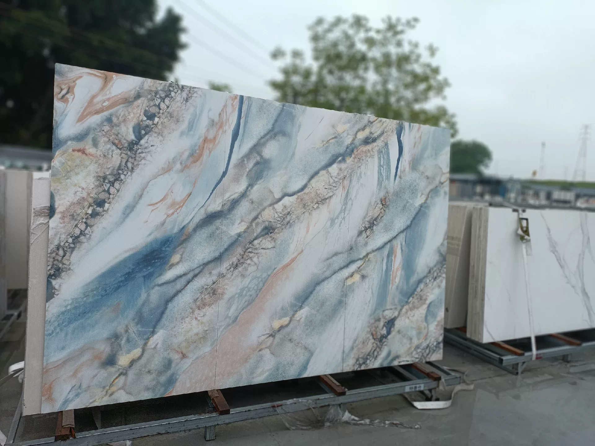 Sintered stone slab close-up view