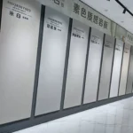 Sintered stone slab in warehouse or stock setting